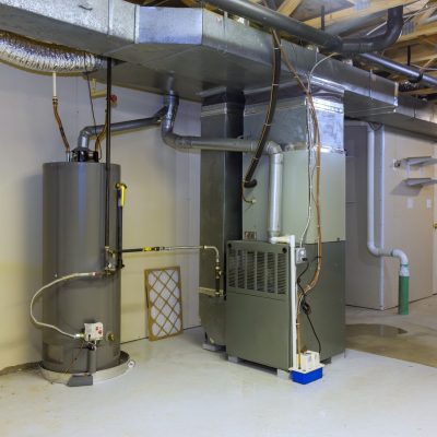 Installation of gas water boiler tank in house was carried out during construction