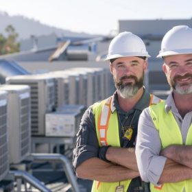 two-hvac-technicians-safety-gear-hard-hats-stand-confidently-rooftop_539015-2572